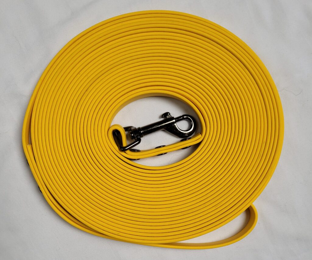 training tool: 20 foot Biothane Longline 1/2 inch yellow